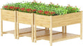 Kullavik 3 pcs Raised Garden Bed with Legs,Outdoor Elevated Cedar Wood Planter Box with Storage Shelf for Vegetables/Flowers/Herbs in Balcony/Backyard/Patio,220lb Capacity-Natural
