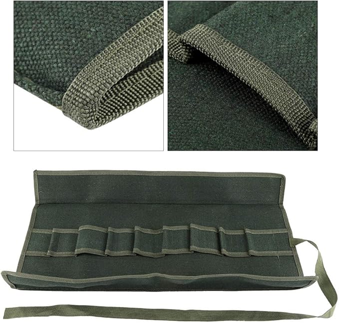Canvas Gardening Handle Portable Multifunctional Storage Tool Set Rolling Bag Green for Garden Tools