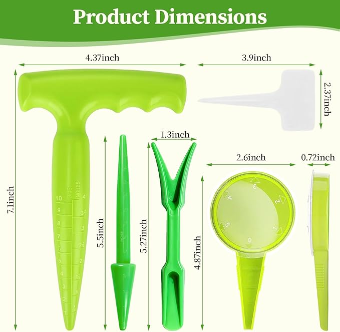 Mini Seed Spreader, 19 Pcs Seed Planter Tool Dispenser for Small Seeds, Hand Seeder Spreader with Plant Labels, Ergonomic Plastic Dibber Garden Tool and Gloves for Lawns