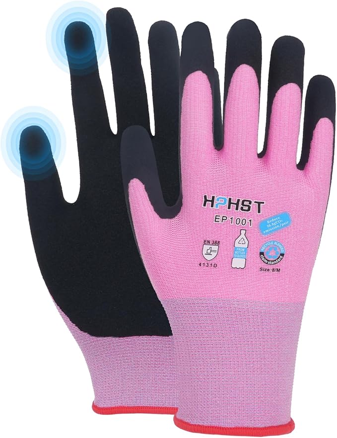 Work Gloves for Women, Eco Friendly Safety Work Gloves with Breathable Rubber Coated, Smart Touch,3 Pairs