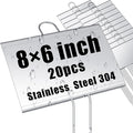 Landhoow 20 Pcs Large Garden Plant Markers Metal Plant Labels Sign 6'' x 8'' with 13'' Stake Weatherproof Waterproof Garden Sign for Outdoor Seedlings Herbs Vegetable Greenhouse, Silver