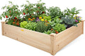 Hollyone 48" X 48" inches Wood Raised Garden Bed Frame Planters Wooden Elevated Planting Planter Box for Outdoor Herb Vegetables Flowers Grass Lawn Yard Patio - Natural 4×4ft