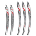 EZARC 5 Pieces Japanese Teeth Reciprocating Saw Blade Set, Arc Edge Wood Pruning Saw Blades 6TPI for Tree Trimming, Wood Cutting, 12 Inch/15 Inch