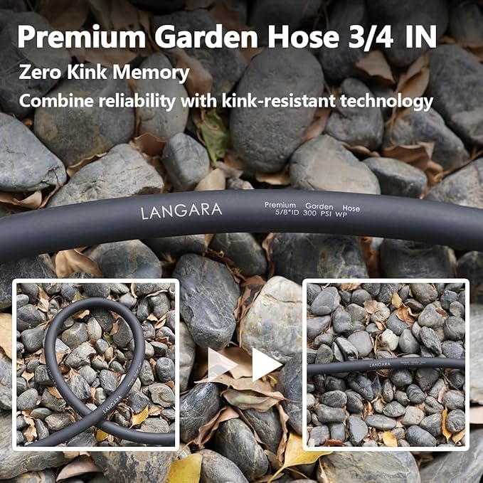 Heavy Duty Premium Garden Hose 200ft x 3/4", 300PSI Working, 1000PSI Burst, Hybrid Rubber Water Hose with Transparent Swivel Handle - Hot/Cold Water - Five Layered Braiding with Brass fittings (Black)