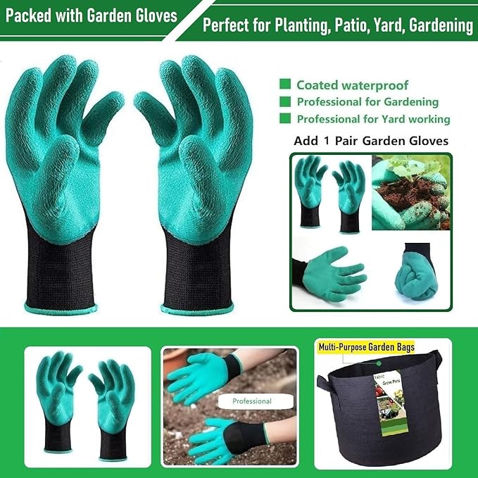 400 Gallon Big Raised Garden Bed Bag (70x24 inch) Large Plant Grow Bag for Tomato,Potato Planter,Herbs Veggies Planter,Flower Bed,Plant Container,Yard Waste,Lawn Debris,Leaf Bag with Gardening Gloves