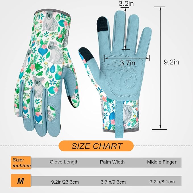 Leather Gardening Gloves for Women Thorn Proof Garden Gloves Touch Screen Working Gloves Gifts,M