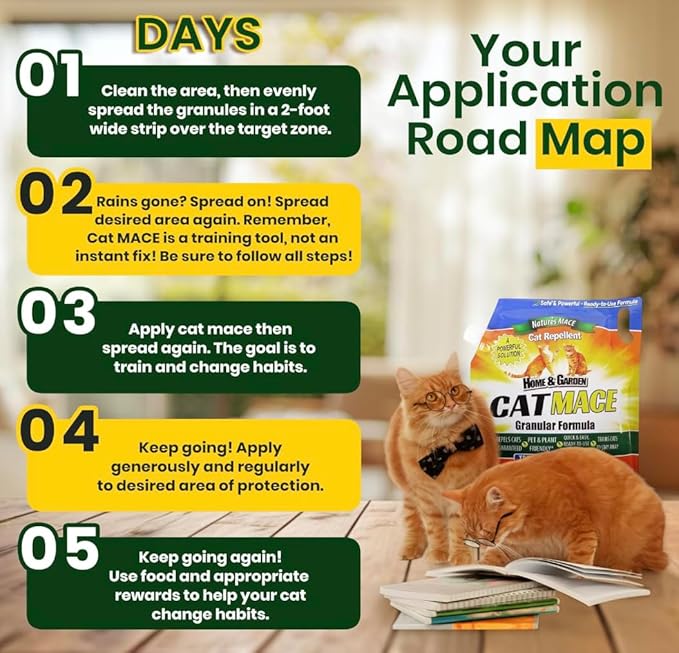 Nature's Mace Cat Mace, Cat Repellent Outdoor Granular, Deterrent, Stop Cats, Keep Cats Away, for Yard, Garden, Anti Cat Pee, No-Dig, Training Tool, 6 lb, Safe to Use Around People, Pets, Plants