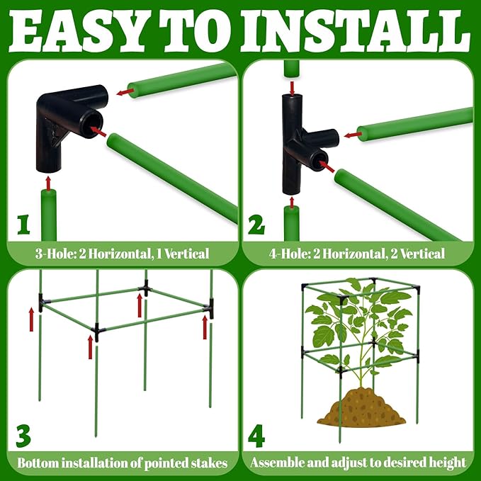 2 Pack Tomato Cages for Garden,Square Tomato Plant Cage Support Heavy Duty Pole 57*15.4*15.4 Inches,Steel Plant Tower Stakes,Cherry Tomato Trellis Cucumber for Climbing Vegetables Flowers Fruits-Green