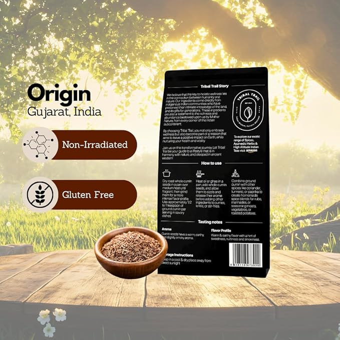 Tribal Trail Cumin Seeds Organic (Whole) | 4.02 oz | USDA Organic & Non-GMO | Recyclable Kraft Bags | Best for Cooking, Seasoning & Spice Blends | Ethically Sourced Spices from India