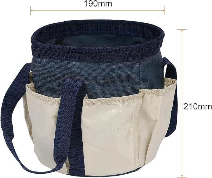 HARFINGTON Garden Tool Bag 7.5" x 8.3" Large Oxford Waterproof with Pockets Garden Tote Bag Gardening Plant Tool Organizer Storage Carrier Store for Outdoor Women Men, Dark Blue
