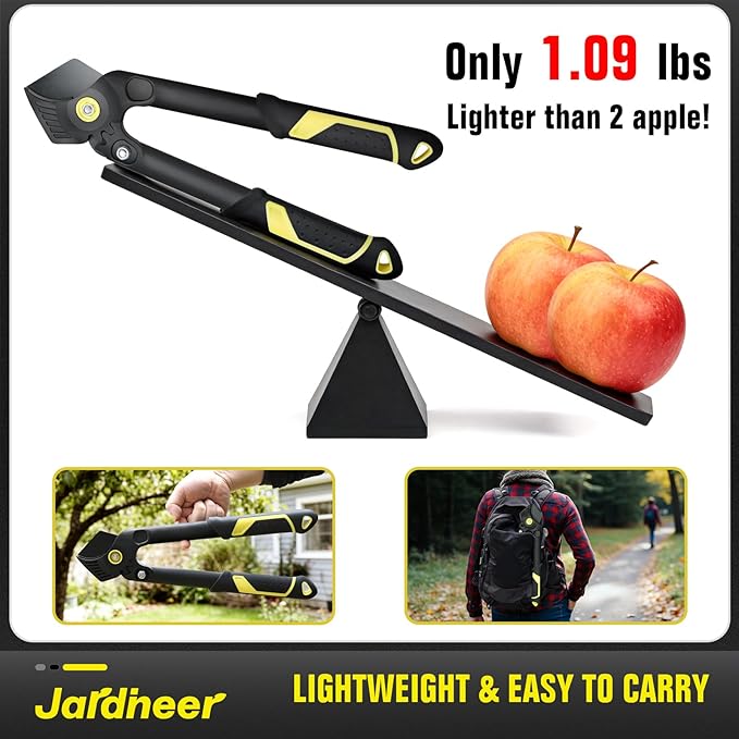 Jardineer 16.5" Garden Loppers for Tree Trimming with Gear Assist, Lightweight Hand Loppers with Steel Blade and Anti-Slip Handles, Cuts up to 1.25" Branches, Garden Shears for Seniors, Women, Men