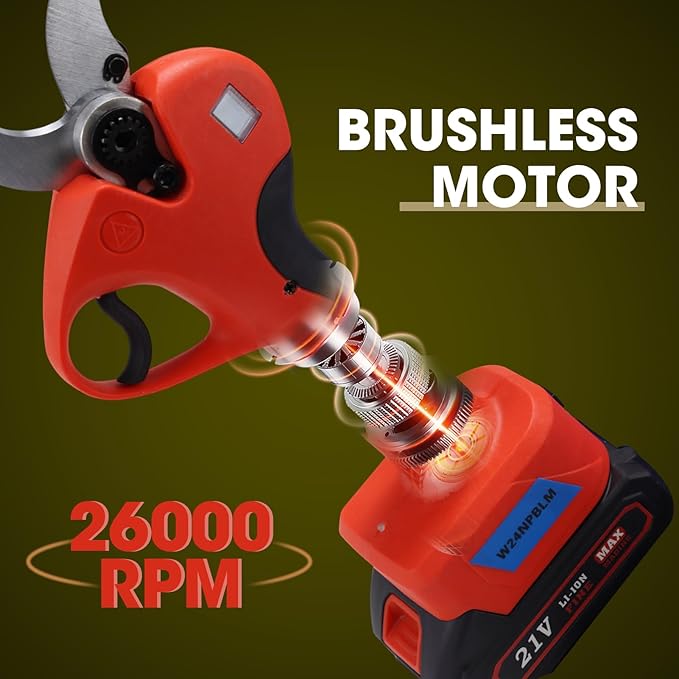 Electric Pruning Shears,2 inches (50mm) Cutting Diameter,Cordless Pruning Shears with LCD Display,2pcs 2000mAh Rechargeable Lithium Battery, 2pcs Upgraded SK5 blades