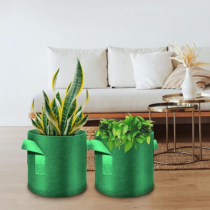12-Pack 10 Gallon Plant Grow Bags, Thickened Nonwoven Fabric Pots with Handles, Vegetable Planter Bags Containers, Cloth Planters for Garden Vegetable/Flower/Plant/Fruits Outdoor (Green)