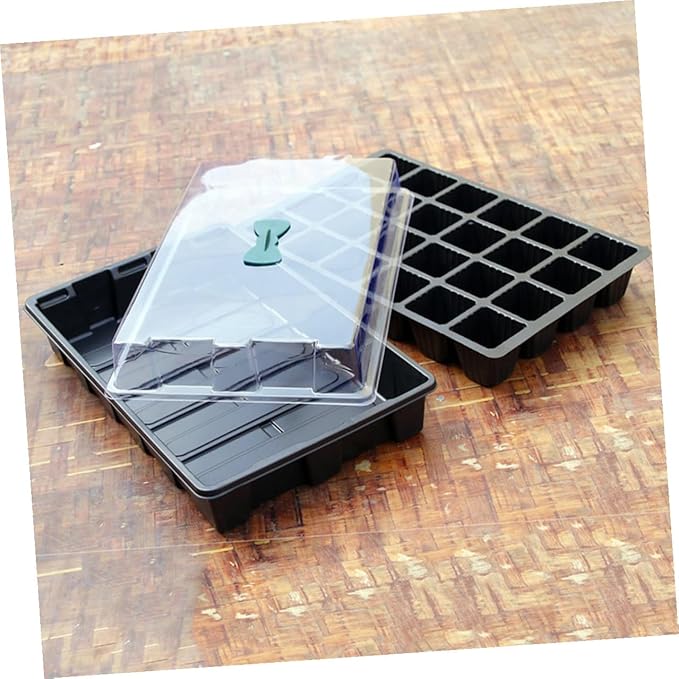 YARNOW 3 Sets 24-Cell Plastic Planting Trays Nursery Germination Boxes for Seed Starting and Sprouting, Gardening Accessory Suitable for Indoor and Outdoor Use