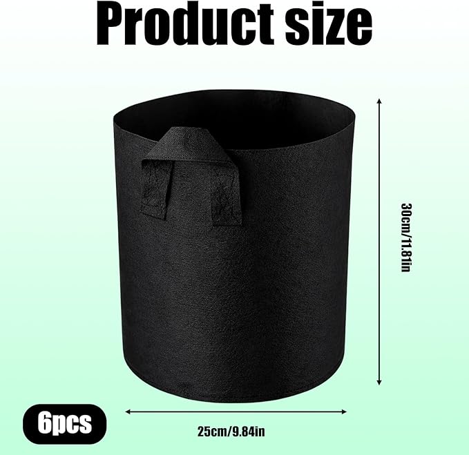 6 Grow Bags, 5 Gallon Strawberry Planter and Potato Grow Bags, Non-Woven Fabric Plant Containers with Dual Handles, Garden Planting Solutions for Vegetables and Fruits, Durable and Breathable Design