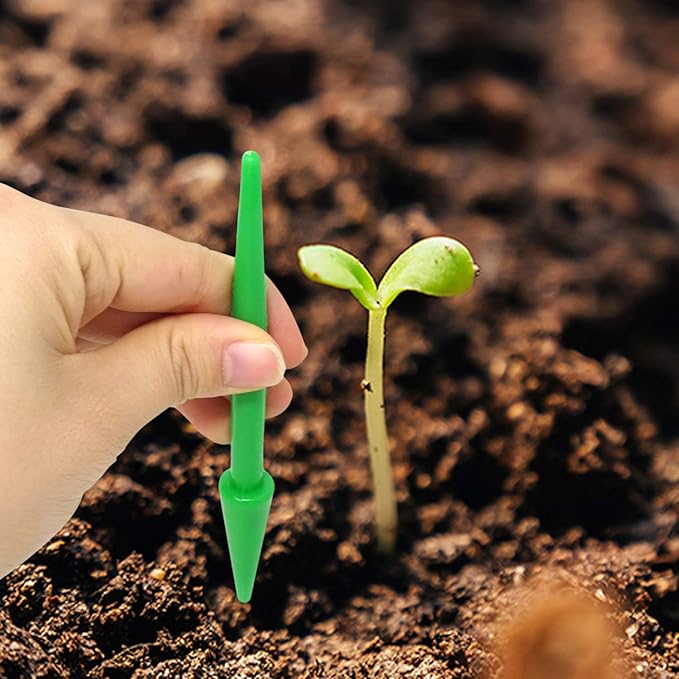 Honbay 5PCS Mini Garden Tool Hand Planting Tools Small Shovel Rake Spade with Wood Handle Plastic Dig Seedling Tool Hole Puncher for Pot Planting Transplanting and Digging