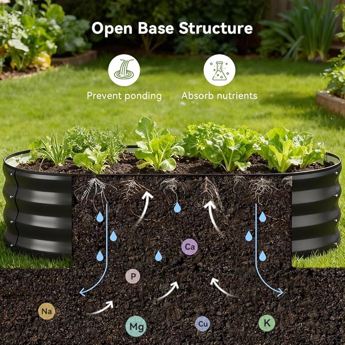 COMHOMA 3 Pack Raised Garden Bed 4x2x1ft,Galvanized Metal Planter Box Kit for Outdoor Gardening,Large Vegetable Flower Growing Beds with Gloves Tools,Black