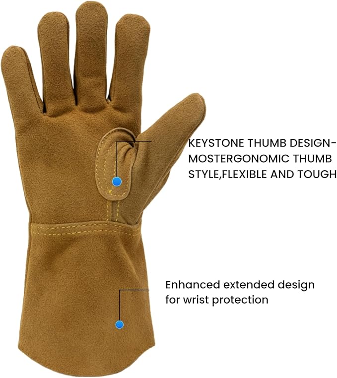 Leather Safety Work Gloves Gardening Carpenter Thorn Proof Truck Driving for Mens and Womens Waterproof heavy duty