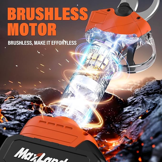 Maxlander Electric Pole Pruning Shears with Pole, 1.2" Cutting Diameter, 2-IN-1 Cordless Tree Pruner Garden Tool for Tree Trimming, 2 x 3.0Ah Batteries, Brushless Motor, 14Ft Reach, LCD Display