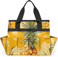 Garden Tool Bag Organizer Garden Tote Bag with Pockets Doodle Pineapple Tool Storage Organizer Gardening Tool Kit Holder 13" x 6.8" x 2.8"