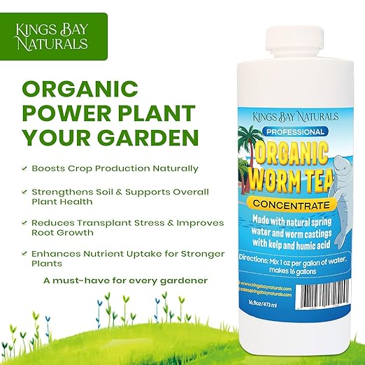 Organic Worm Tea Concentrate – 8 oz Liquid Fertilizer with Kelp & Humic Acid – Compost & Bokashi Booster – 100% Natural Worm Casting Tea for Indoor & Outdoor Plants, Vegetables, Flowers & Trees