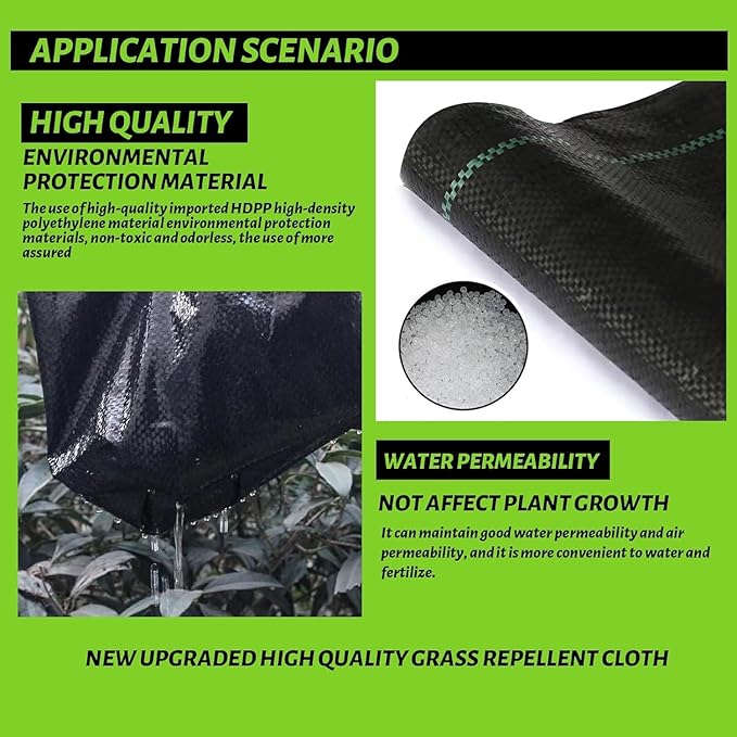 3x100FT Weed Barrier Landscape Fabric Heavy Duty, 3.2oz Durable Geotextile Fabric, Block Gardening Ground Cover Weed Mat, Weed Control Garden Cloth for Landscaping, French Drains, Yard Driveway