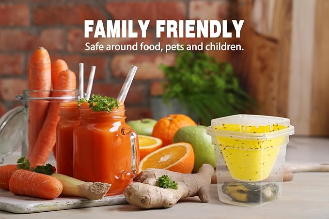 4 Fruit Fly Trap for Indoors with 8 Refill Liquid, 90 Days of Lure Supply Fruit Fly Killer for Kitchen & Home, Non-Toxic Reusable Fruit Fly Catcher