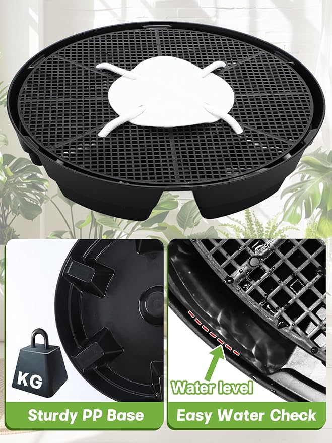 2Pack Self Watering Grow Bags with Pots Base - 5 Gallon Automatic Watering Planter Saucer with Wick Cord, Thick Fabric Vegetables Plants Pots with Handles for Indoor, Outdoor, Greenhouse, Garden