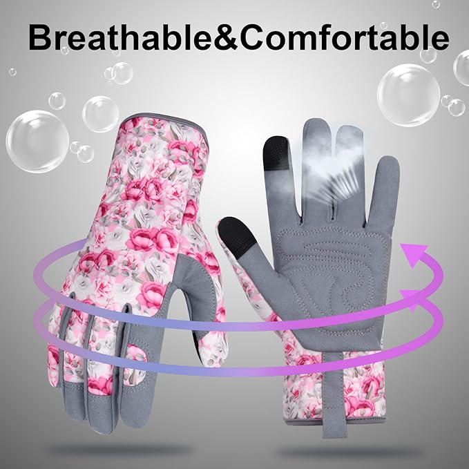 Leather Gardening Gloves for Women Thorn Proof Garden Gloves Touch Screen Working Gloves Gifts