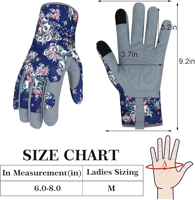 Leather Gardening Gloves for Women Thorn Proof Garden Gloves Touch Screen Working Gloves Gifts,M