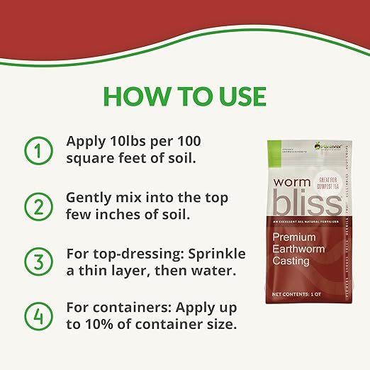 Neem Bliss (1lb) + Worm Bliss (1 Qt) + Myco Bliss (200 g) - Organic Worm Castings for Plants - Neem Meal Fertilizer - Mycorrhizal Fungi Inoculant - Organic Fertilizers for Plants, Flowers, & Gardening