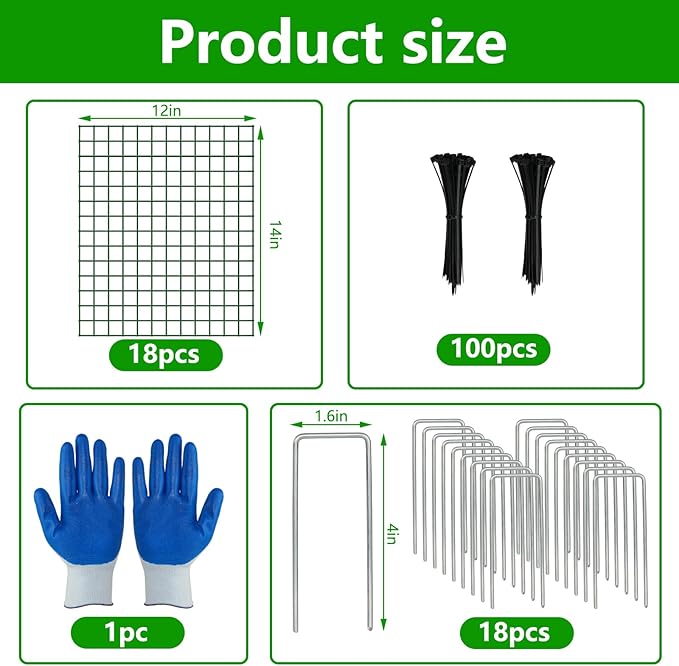 6 Pack Plant Protectors from Animals, 12''x14'' Metal Plant Cages for Outdoor Plants, Garden Plant Protector with Stakes & Zip Ties, Keep Rabbits Squirrels Out, Plant Cage for Flowers Vegetables