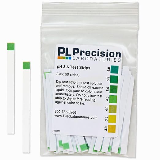 Eisco Labs - Precision pH Test Strips - Narrow Range 3-6 pH, Quick and Accurate Testing in 0.5 pH Increments, Ideal for Mildly Acidic to Neutral Substances Such as or Sushi Rice, Salsa, & Kefir