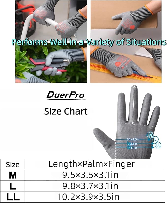 Cut-Resistant Gloves Level 5 Safety Heavy-Duty Coated Non-Slip Grip Ideal for Factories Construction DIY Gardening