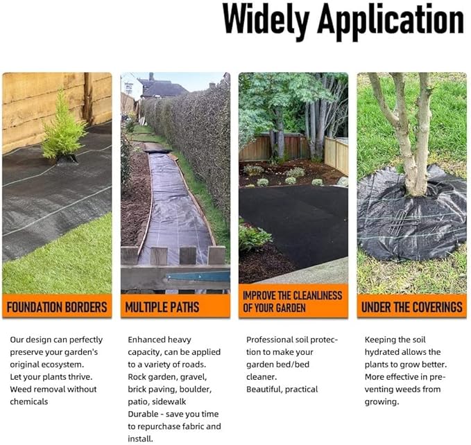 4FT x 300FT Weed Barrier Landscape Fabric, 3.2oz Premium Heavy Duty Garden Cloth, Ground Cover for Gardening, Farming