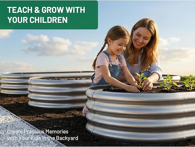 AHEONLAR 2pack 6×3×1ft Raised Garden Bed，Outdoor Galvanized Planter Boxes, Oval Large Metal Raised Garden Beds for Vegetables
