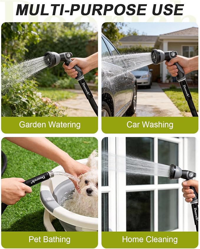 Garden Hose, Lightweight, Ultra Flexible, Durable, Kink-Free Water Hose - Made of TPU, Drinking Water Safe Material, Non-Shrinking, Easy to Store, All-Weather, Black (25 FT)