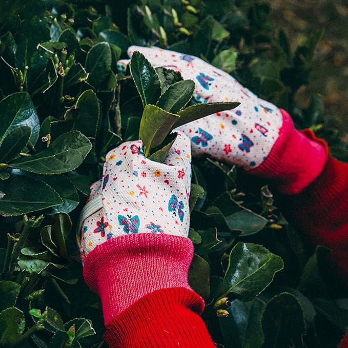 PROMEDIX P Kids Garden Gloves 3-6 Years Old Children Gardening Gloves, 2- Pair Pack, Blue&Pink