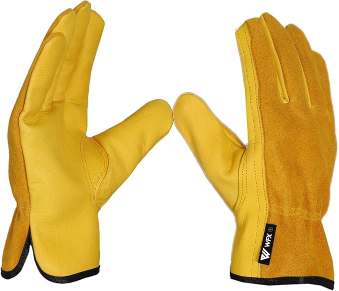 Leather Working Gloves Work Gardening Gloves Thorn Proof Garden Building Heavy Duty Utility Gripper Men Women Breathable