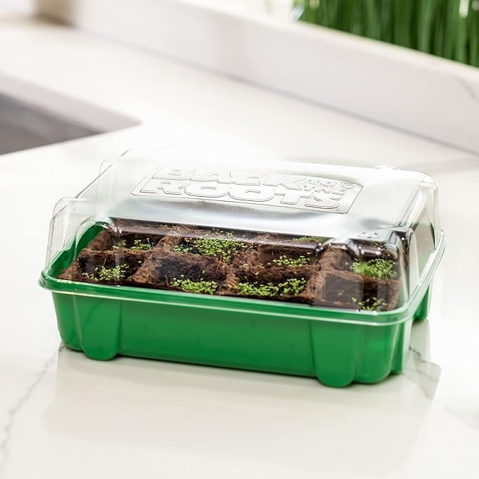 Back to The Roots 12-Cell Greenhouse Germination Kit | Seed Starting Tray with Pots & Vented Lid for Indoor Gardening