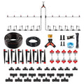 A ANLEOLIFE 100FT Drip Irrigation Kit, All-in-One Quick-Connect System with 1/2” Mainline + 1/4” Tubing, Y Splitter, 22 Adjustable Emitters & Nozzles for Raised Beds, Greenhouse, Vegetable Garden