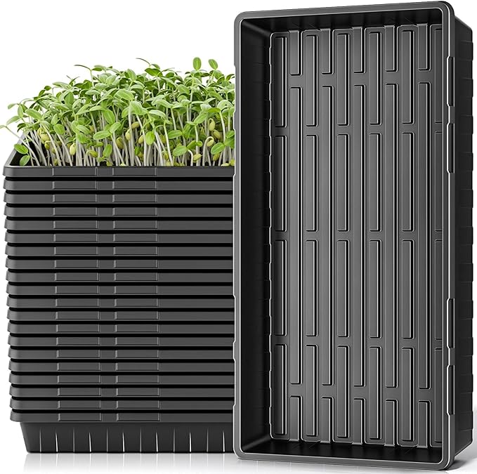 ZJP 20 Pack Extra Thick 1020 Heavy Duty Seed Starter Trays - No Holes, Reusable, 2.44 in Deep, Plastic Plant Growing Trays for Seedlings, Microgreens,and Propagation Sprouting in Garden, Greenhouse