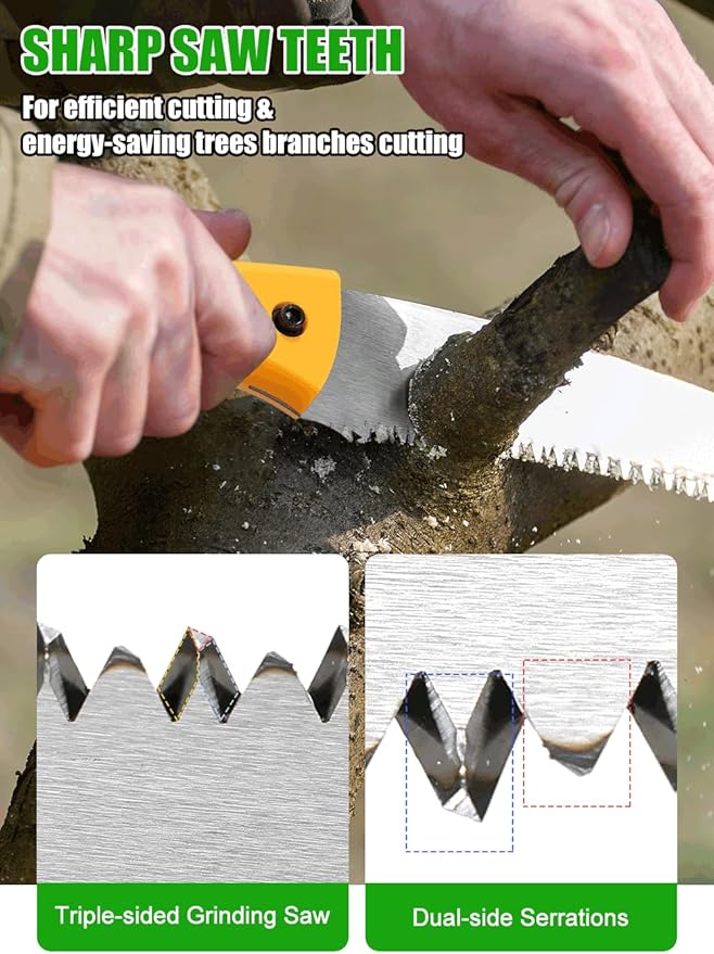 11.4FT Pole Saws for Tree Trimming: 2-in-1 Pole Saw With with Adjustable Length & Steel Blade Lightweight Manual Pruning Tool for Forestry Yard Garden Patio
