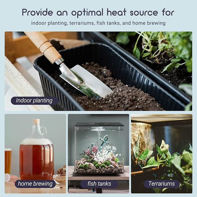 LUXBIRD 2 Pack Seedling Heating Mat for Seed Starting, 10”x 20.75” Durable Waterproof Warm Hydroponic Heating Pad for Indoor Plants Germination, IP67, MET Standard (120V US Plug)