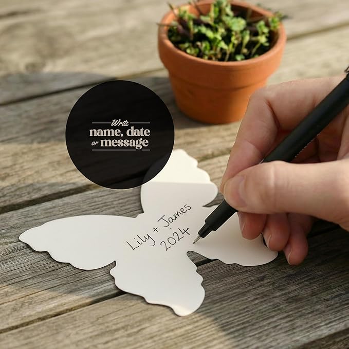 Set of 12 Pink Butterfly Seed Paper – Writable & Plantable Wildflower with Envelopes & Planting Guides, Gift for Moms or Plant Lovers for Mother’s Day, Party Favors for Weddings & Showers