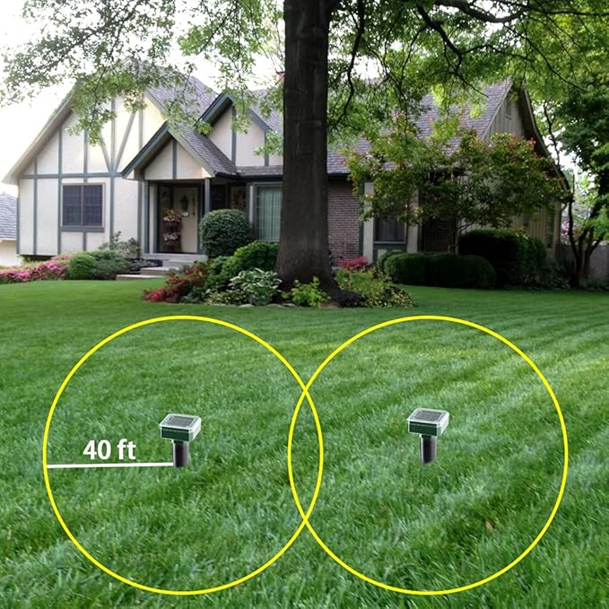 Mole Repellent for Lawns 10 Pack, Solar Powered Mole Repeller Ultrasonic Gopher Deterrent, Outdoor Waterproof Vole Vibration Stakes,Sonic Spike for Rodent Groundhog Snake Chipmunk