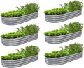 6 Pack 6x3x1FT Galvanized Raised Garden Bed Kit Oval Metal Ground Planter Box Outdoor Bottomless Planter Raised Beds for Vegetables Flowers Herbs Fruits, Gray
