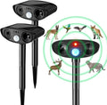 Ultrasonic Animal Repellent Outdoor Solar Powered Repeller Cat Dog Deer Deterrent Waterproof Motion Sensor Deterrent for Yard Garden Rabbit Squirrels Fox Pest(Black,2 Pieces)