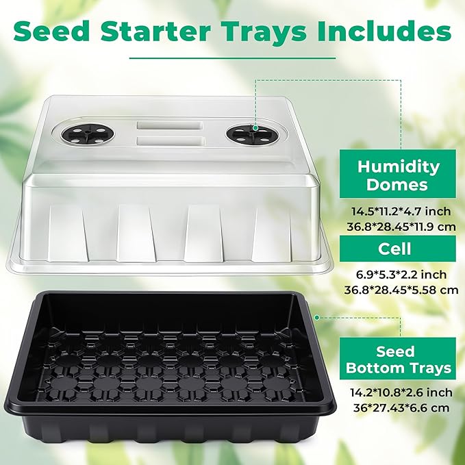 Seed Starter Tray, Seedling Starter Trays for Starting Plant Seeds, Indoor Gardening Plant Germination Trays, Black, 6PCS