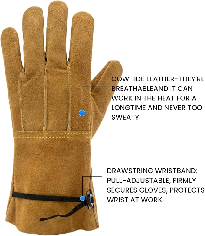 Leather Safety Work Gloves Gardening Carpenter Thorn Proof Truck Driving for Mens and Womens Waterproof heavy duty